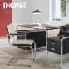 THONET トーネット S 64 V チェスカチェア アームチェア カンティレバー フレーム：ブラック 座面：籐編み デザイン：マルセル・ブロイヤー