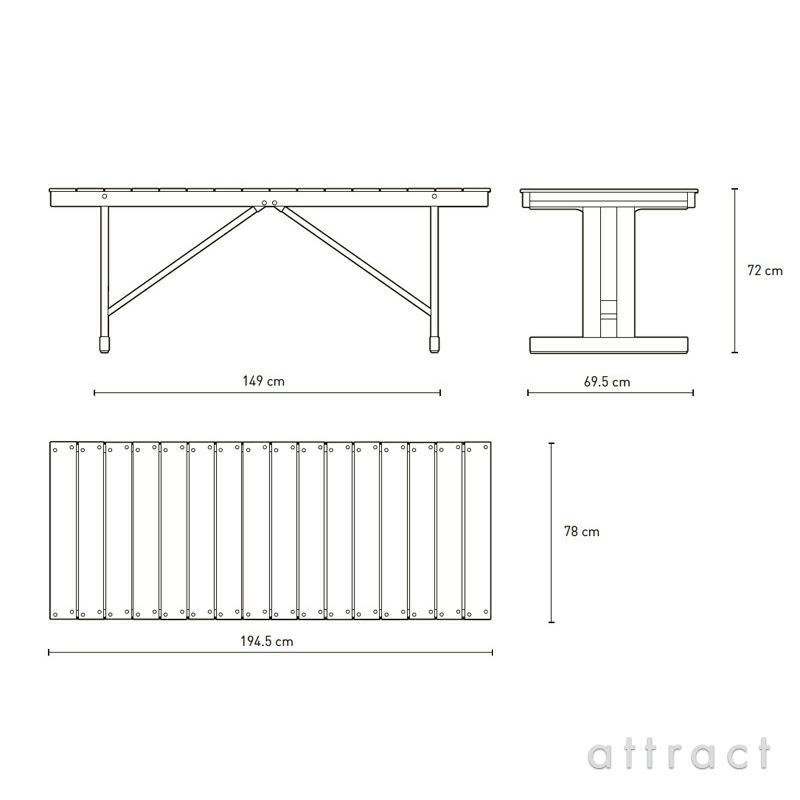 Carl Hansen & Son カール・ハンセン＆サン Deck Chair Series デッキチェアシリーズ BM1771 折りたたみ式 ダイニングテーブル W194cm チーク 無塗装仕上げ デザイン：ボーエ・モーエンセン