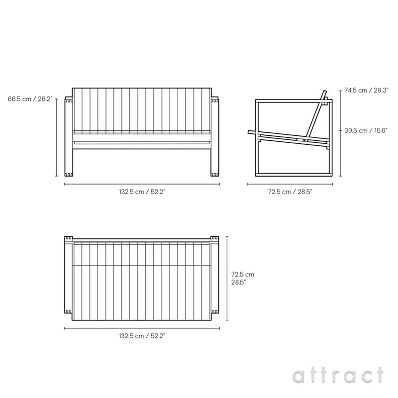 Carl Hansen & Son カール・ハンセン＆サン Indoor-Outdoor Series インドア アウトドアシリーズ BK12 屋内外両用 ラウンジソファ チーク 無塗装仕上げ デザイン：ボーディル・ケア