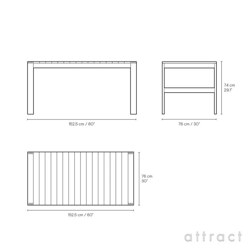 Carl Hansen & Son カール・ハンセン＆サン Indoor-Outdoor Series インドア アウトドアシリーズ BK15 屋内外両用 ダイニングテーブル チーク 無塗装仕上げ デザイン：ボーディル・ケア