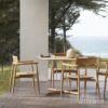 Carl Hansen & Son カールハンセン＆サン E022 Embrace Outdoor Table エンブレイス アウトドア テーブル 屋外用 ダイニングテーブル サイズ：Φ140×H74cm チーク 無塗装 支柱：ステンレス デザイン：Eoos イーオス