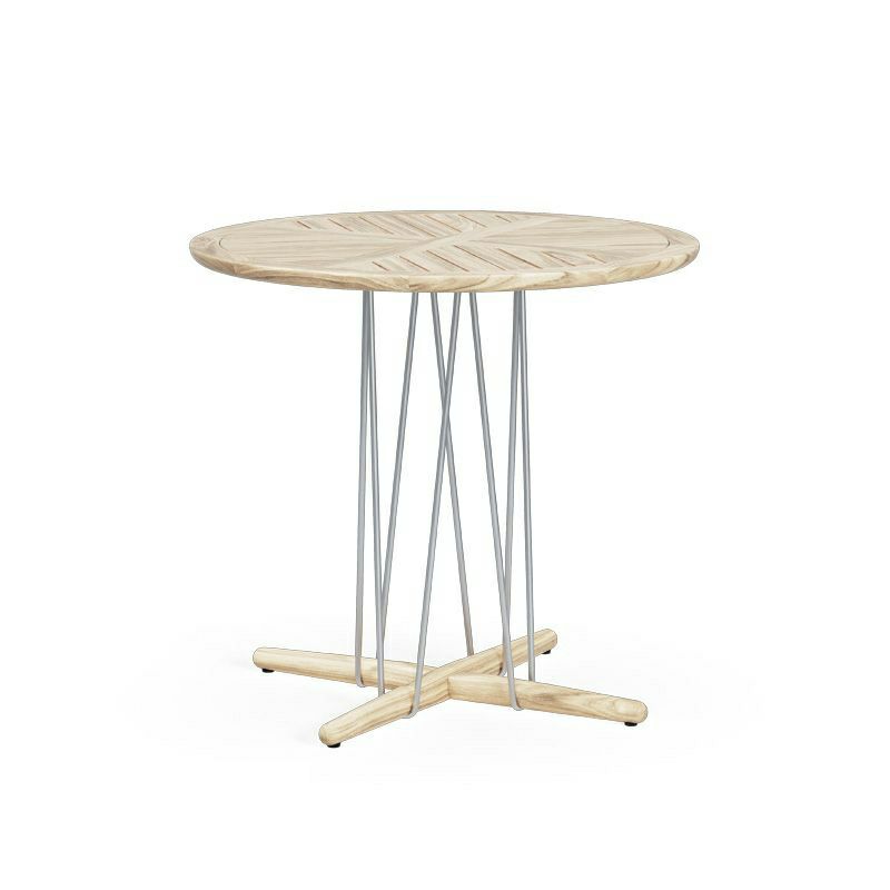 Carl Hansen & Son カールハンセン＆サン E022 Embrace Outdoor Table エンブレイス アウトドア テーブル 屋外用 ダイニングテーブル サイズ：Φ80×H74cm チーク 無塗装 支柱：ステンレス デザイン：Eoos イーオス