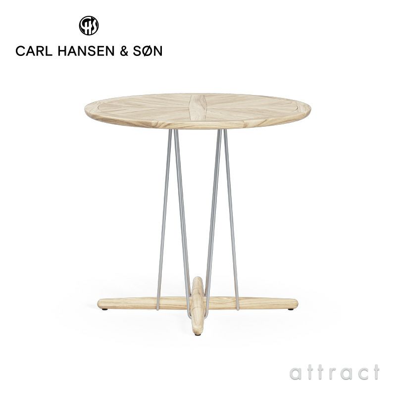 Carl Hansen & Son カールハンセン＆サン E022 Embrace Outdoor Table エンブレイス アウトドア テーブル 屋外用 ダイニングテーブル サイズ：Φ80×H74cm チーク 無塗装 支柱：ステンレス デザイン：Eoos イーオス