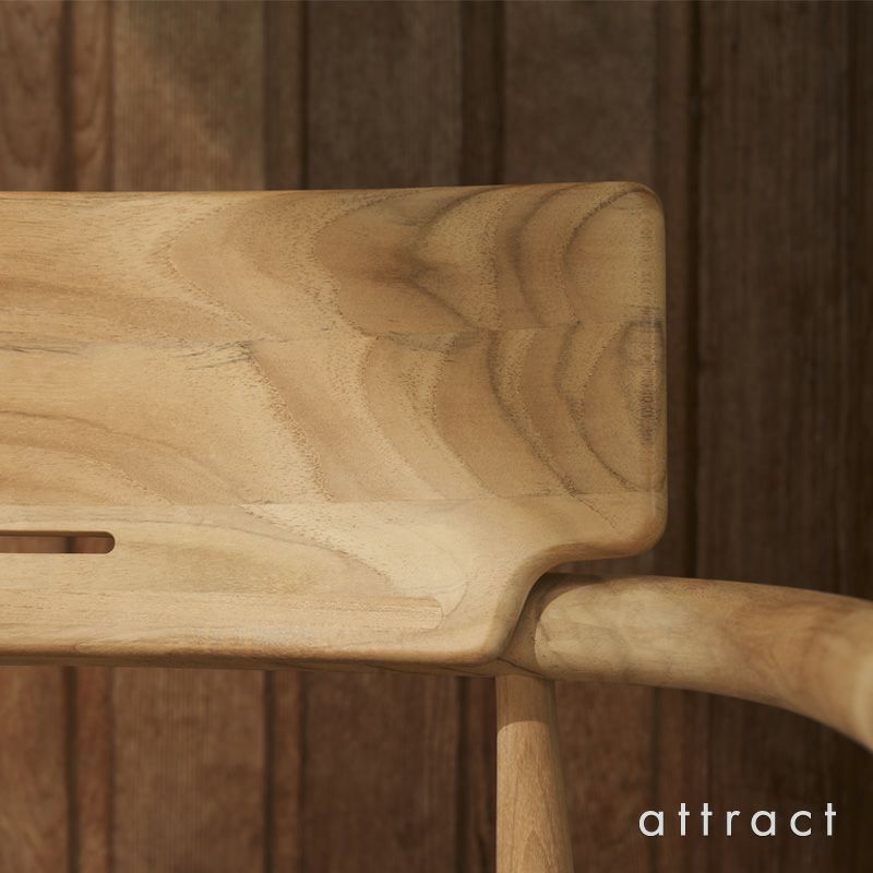 Carl Hansen & Son カールハンセン＆サン E008 Embrace Outdoor Series エンブレイス アウトドア シリーズ 屋外用 ダイニングチェア チーク 無塗装 支柱：ステンレス デザイン：Eoos イーオス