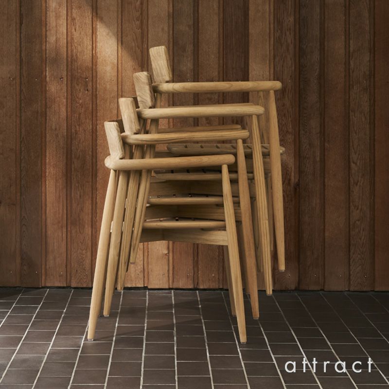 Carl Hansen & Son カールハンセン＆サン E008 Embrace Outdoor Series エンブレイス アウトドア シリーズ 屋外用 ダイニングチェア チーク 無塗装 支柱：ステンレス デザイン：Eoos イーオス