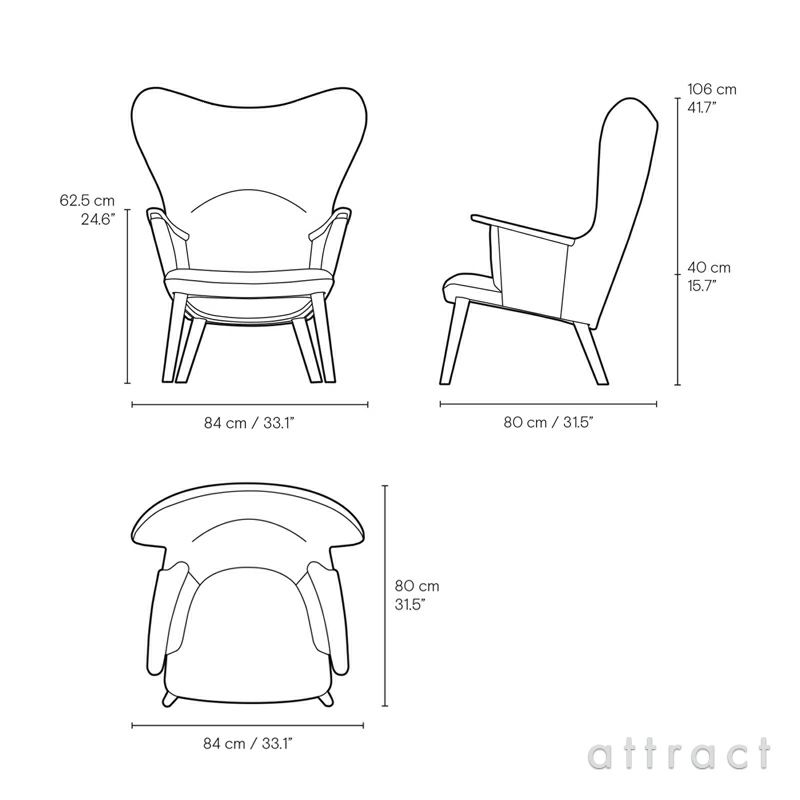Carl Hansen & Son カールハンセン＆サン CH78 ラウンジチェア ママ ベアチェア オーク オイルフィニッシュ ファブリック：Fiord フィヨルド 6色 ネックピロー無し デザイン：ハンス・J・ウェグナー