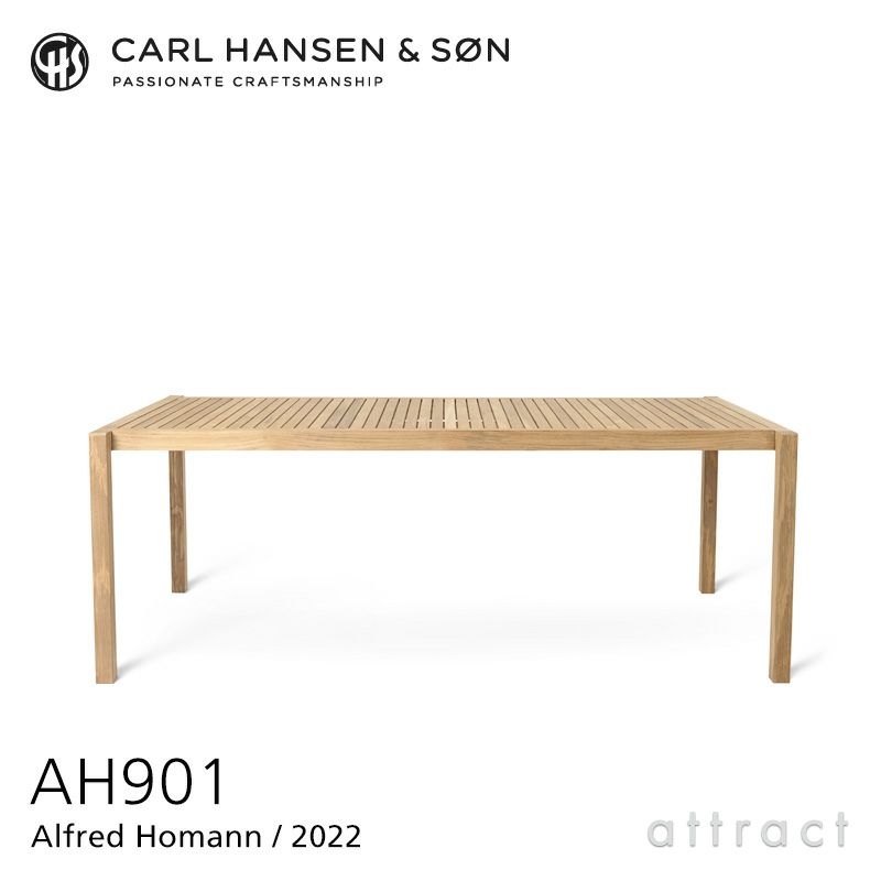 Carl Hansen & Son カール・ハンセン＆サン AH アウトドアシリーズ AH Outdoor Series ダイニングテーブル 屋外用 W203cm AH901 チーク　無塗装仕上げ アウトドア デザイン：アルフレッド・ホーマン