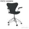 FRITZ HANSEN フリッツ・ハンセン SERIES 7 セブンチェア 3217 アームチェア フルパディング 張地：Christianshavn クリスチャンハウン ファブリックカラー：グレー（1173） ベースカラー：クローム仕上げ デザイン：アルネ・ヤコブセン （シート高さ調整機能 44-56cm・回転機能・キャスター付き）