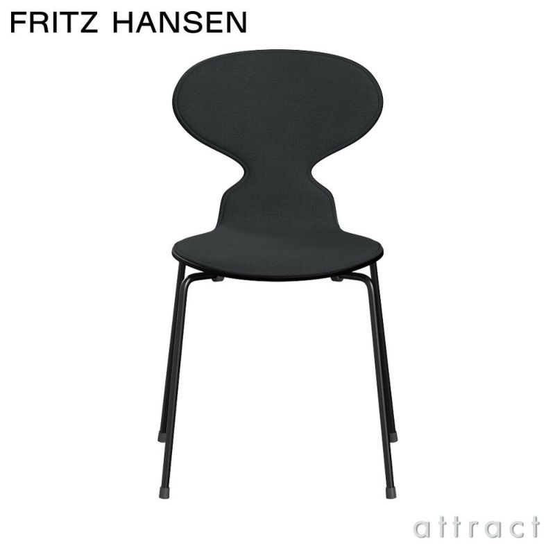 FRITZ HANSEN フリッツ・ハンセン ANT アリンコチェア 3101 チェア フロントパディング 4本脚 カラードアッシュ カラー：ブラック 張地：Christianshavn クリスチャンハウン ファブリックカラー：グレー（1173） ベースカラー：ブラック粉体塗装