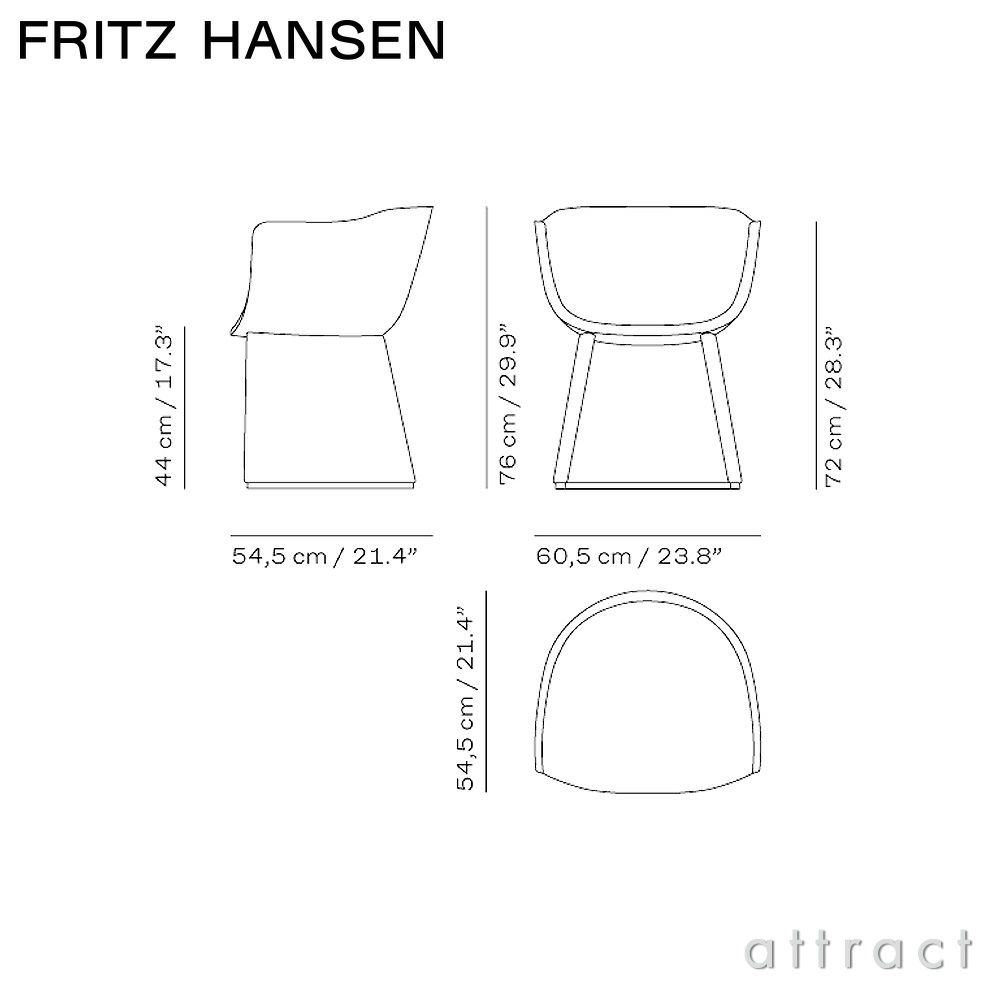 FRITZ HANSEN フリッツ・ハンセン MONOLIT モノリット CM221 ダイニングチェア レザーパイピングありモデル