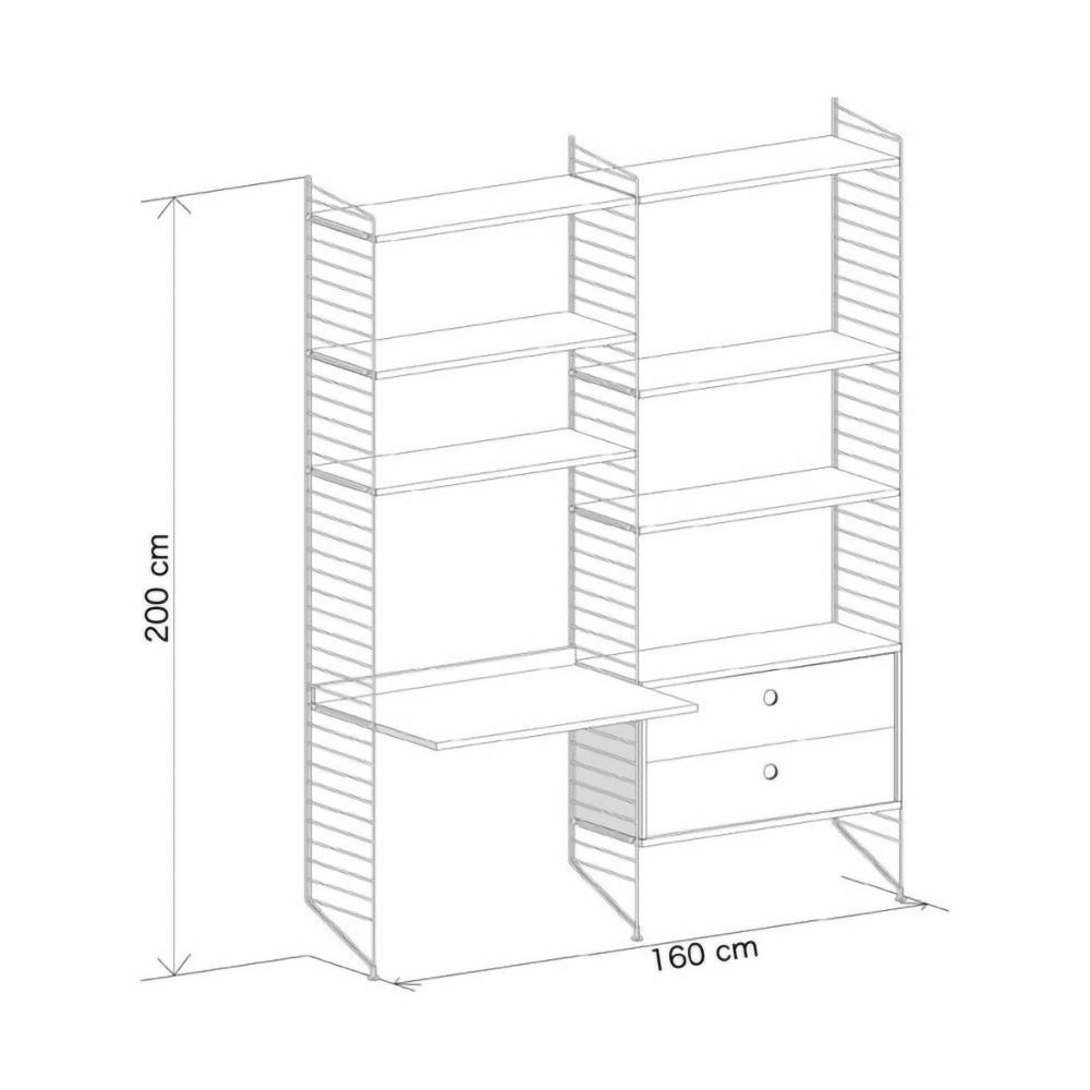 String System ストリング システム オリジナルコンビネーション パッケージセット A001 W160×D30×H200cm デスク 収納 カラー：ホワイト
