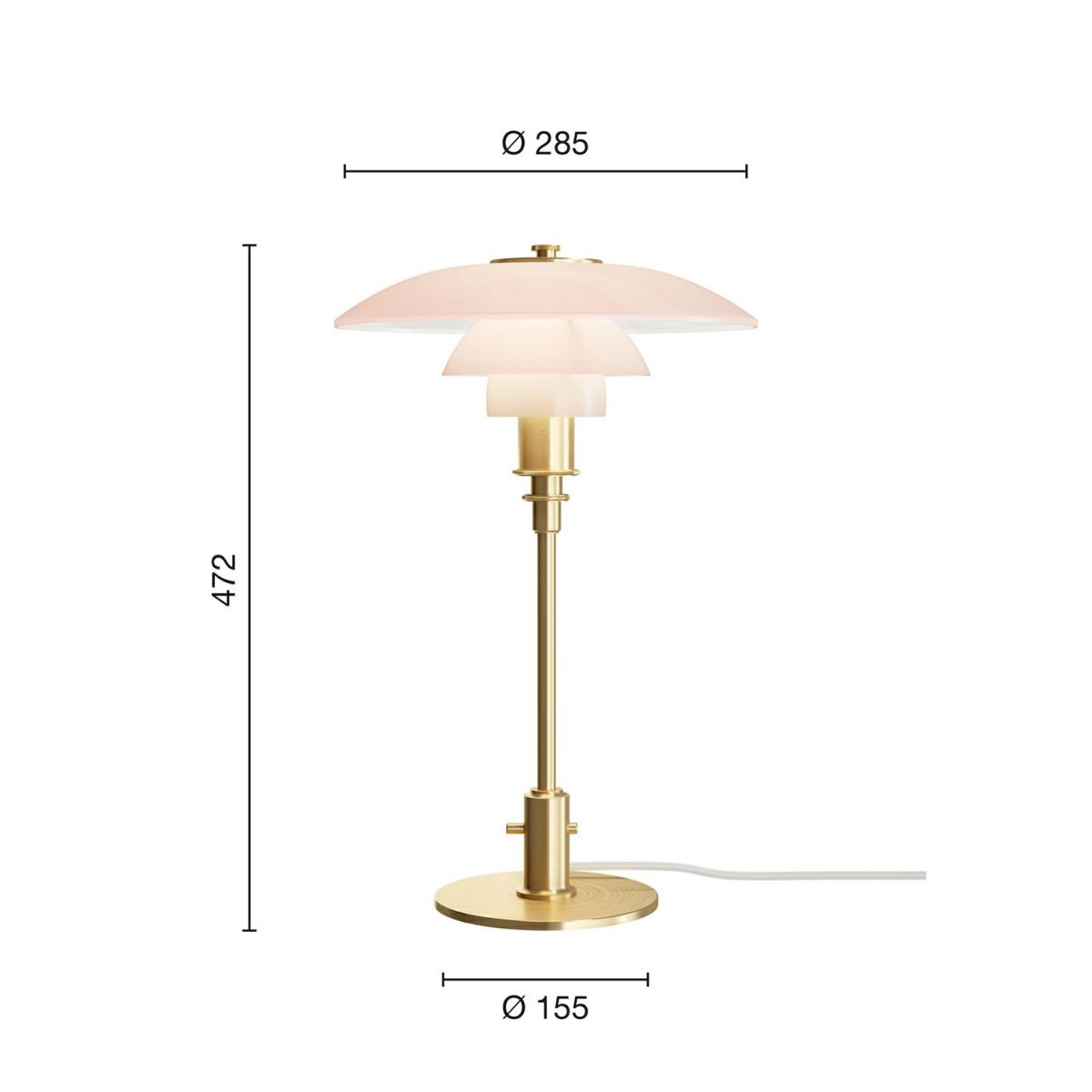 Louis Poulsen ルイスポールセン PH 3/2 Table テーブルランプ スタンドライト Φ290mm カラー：ペール・ローズ （真鍮 無塗装・ブラス） デザイン：ポール・ヘニングセン