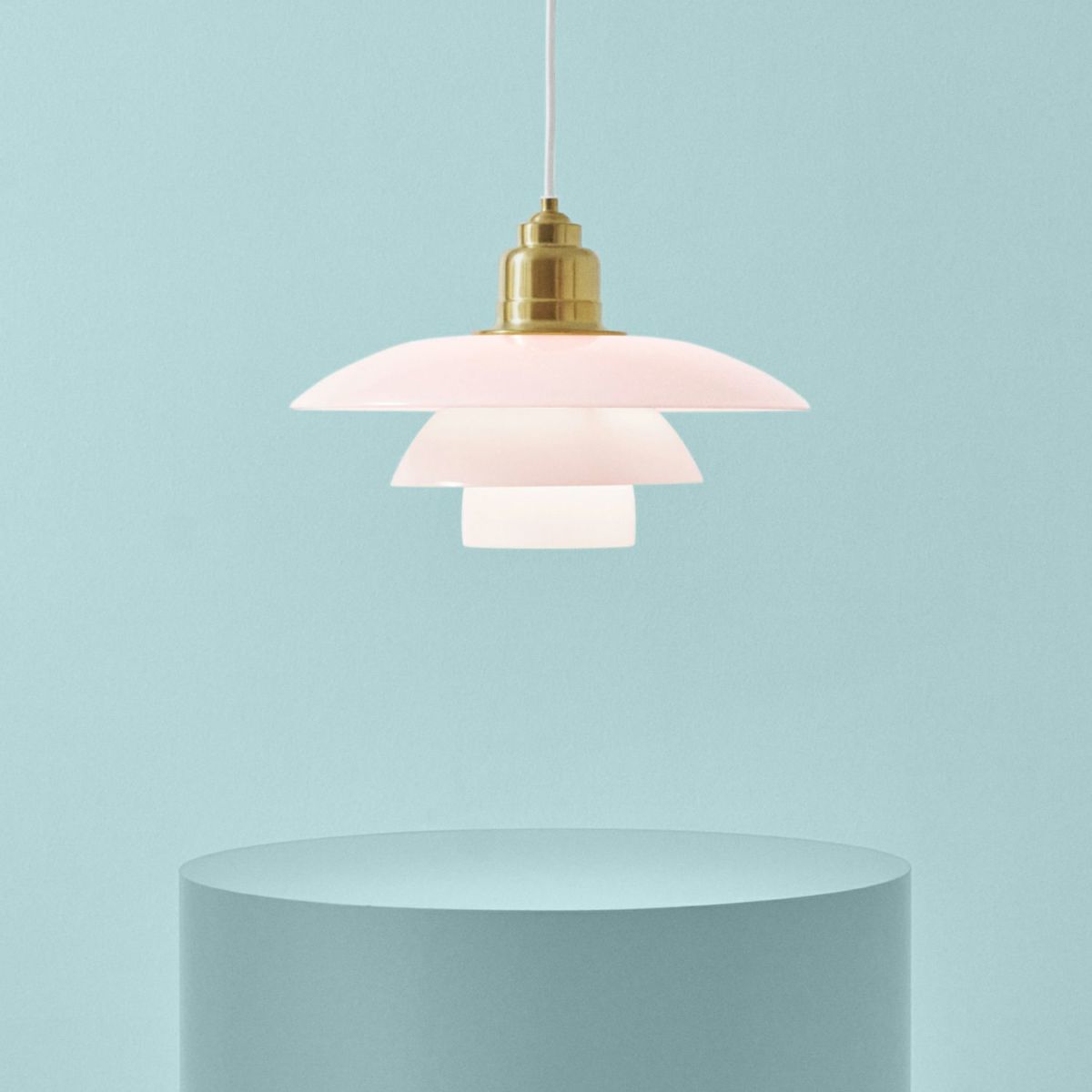 Louis Poulsen ルイスポールセン PH 3 1/2-3 Glass Pendant グラスペンダント Φ330mm カラー：ペール・ローズ （真鍮 無塗装・ブラス） デザイン：ポール・ヘニングセン