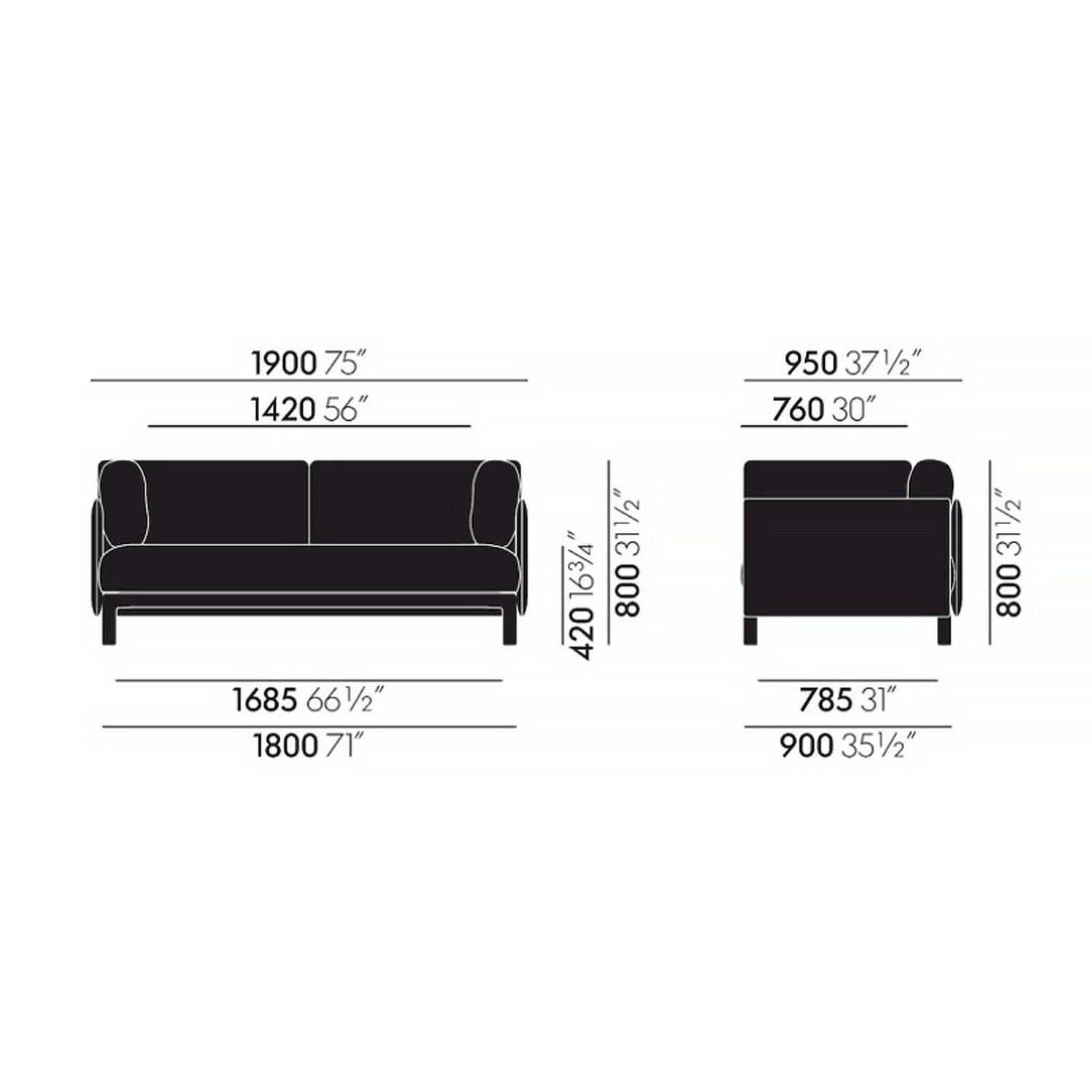 Vitra ヴィトラ Anagram Sofa アナグラム ソファ 2P 2シーター アルミニウムベース （カラー：3色） ファブリック：F80（Dumet デュメ） デザイン：パンター ＆ トゥーロン