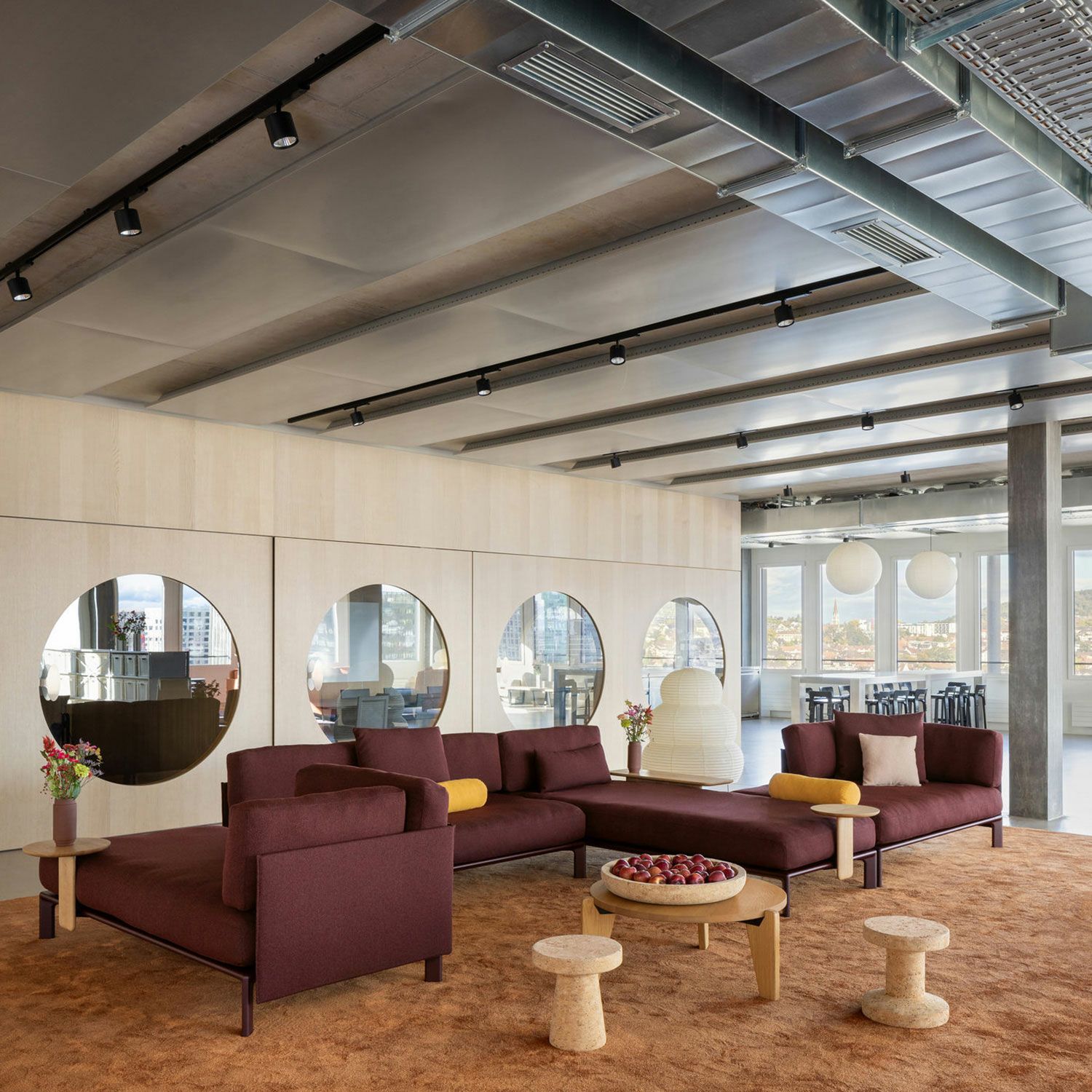 Vitra ヴィトラ Anagram Sofa アナグラム ソファ 2P 2シーター テーブル付き（オーク） アルミニウムベース （カラー：3色） ファブリック：F80（Dumet デュメ） デザイン：パンター ＆ トゥーロン