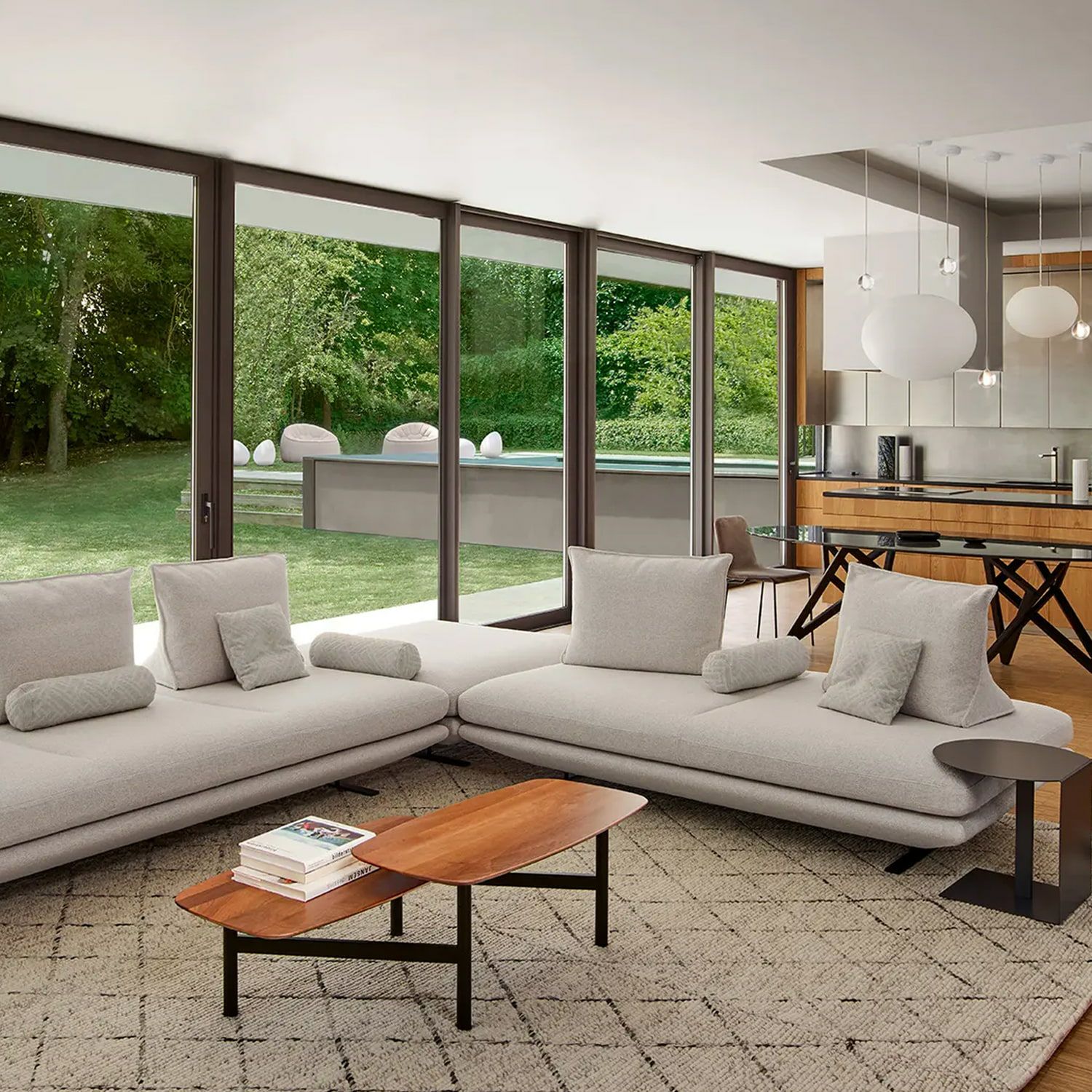 ligne roset リーン・ロゼ ROSETPrado ロゼプラド 3P ソファ 3人掛け ファブリック：Lランク（ウルトラスエード HP） 背クッション：3点セット デザイン：クリスチャン・ウェルナー
