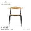 Carl Hansen & Son カール・ハンセン＆サン BA103 ダイニングテーブル Φ110cm ホワイトラミネート×オーク（オイルフィニッシュ） 1台 + CH88T ダイニングチェア オーク （オイルフィニッシュ） ブラックフレーム 2脚 セット