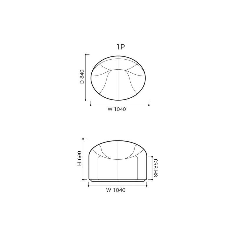 ligne roset リーン・ロゼ ROSETPumpkin ロゼパンプキン 1P ソファ 回転タイプ 1人掛け ファブリック：Lランク（ウルトラスエード HP） デザイン：ピエール・ポラン