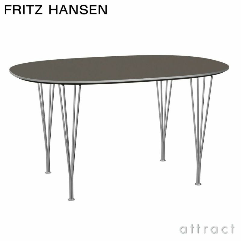 FRITZ HANSEN フリッツ・ハンセン SUPERELLIPSE スーパー楕円テーブル B611 ダイニングテーブル 90×135cm 天板：グレーラミネート スパンレッグカラー：クローム仕上げ デザイン：ピート・ハイン、ブルーノ・マットソン