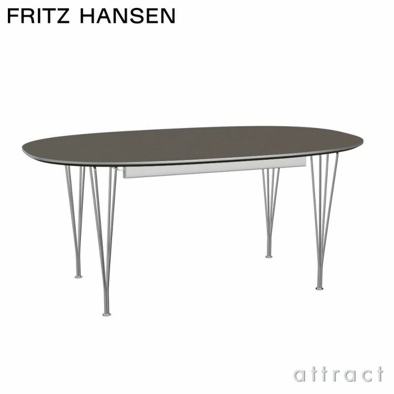 FRITZ HANSEN フリッツ・ハンセン SUPERELLIPSE スーパー楕円テーブル B620 ダイニングテーブル 延長式 100×170-270cm 天板：グレーラミネート スパンレッグカラー：クローム仕上げ デザイン：ピート・ハイン、ブルーノ・マットソン