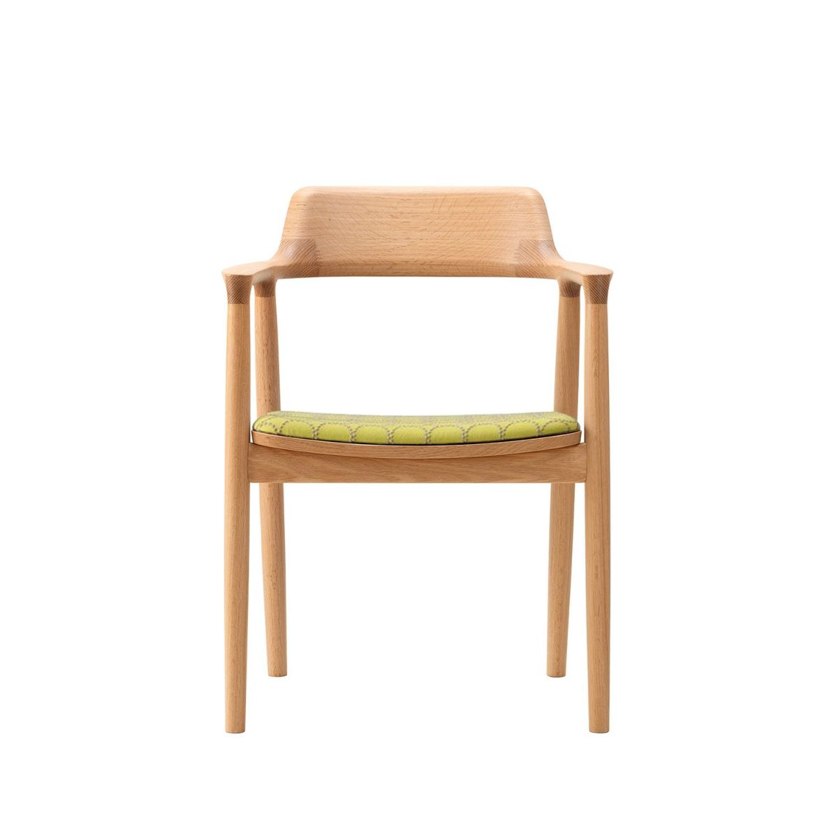 Maruni マルニ木工 MARUNI COLLECTION × mina perhonen マルニコレクション × ミナペルホネン HIROSHIMA ヒロシマ アームチェア レッドオーク 張座：ファブリック（M-06 dop -tambourine-） デザイン：深澤 直人