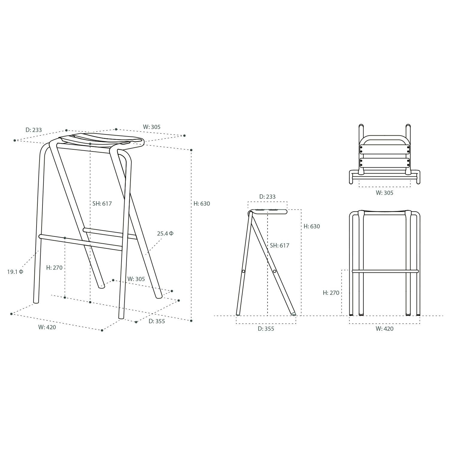 DUENDE デュエンデ BENT HIGH STOOL ベント ハイスツール DU0321 高さ：63cm カラー：2色 デザイン：岩元 航大