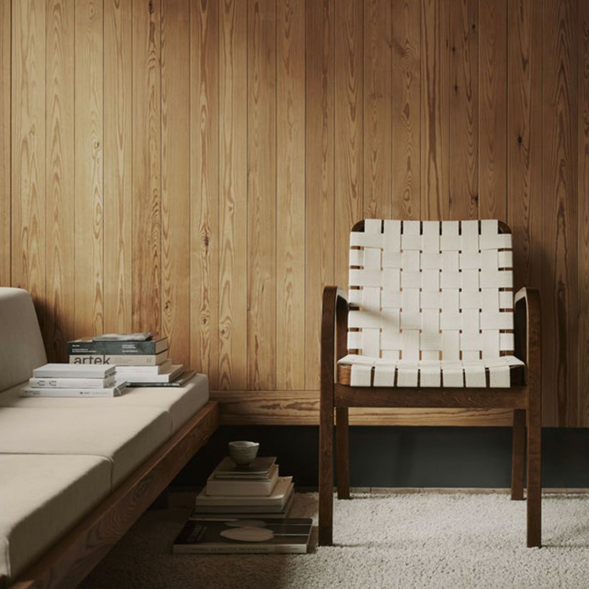 Artek アルテック 45 Armchair 45 アームチェア ラウンジチェア ハニーステイン リネンウェビングテープ カラー：6色 アームレスト：カバーなし デザイン：アルヴァ・アアルト