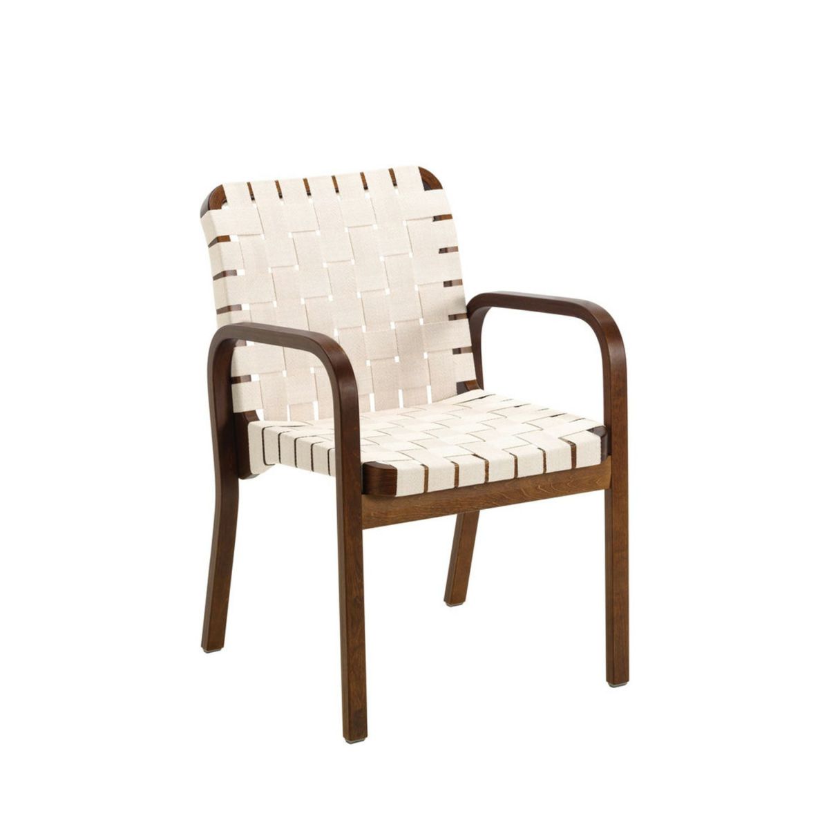 Artek アルテック 45 Armchair 45 アームチェア ラウンジチェア ウォルナットステイン リネンウェビングテープ カラー：6色 アームレスト：カバーなし デザイン：アルヴァ・アアルト