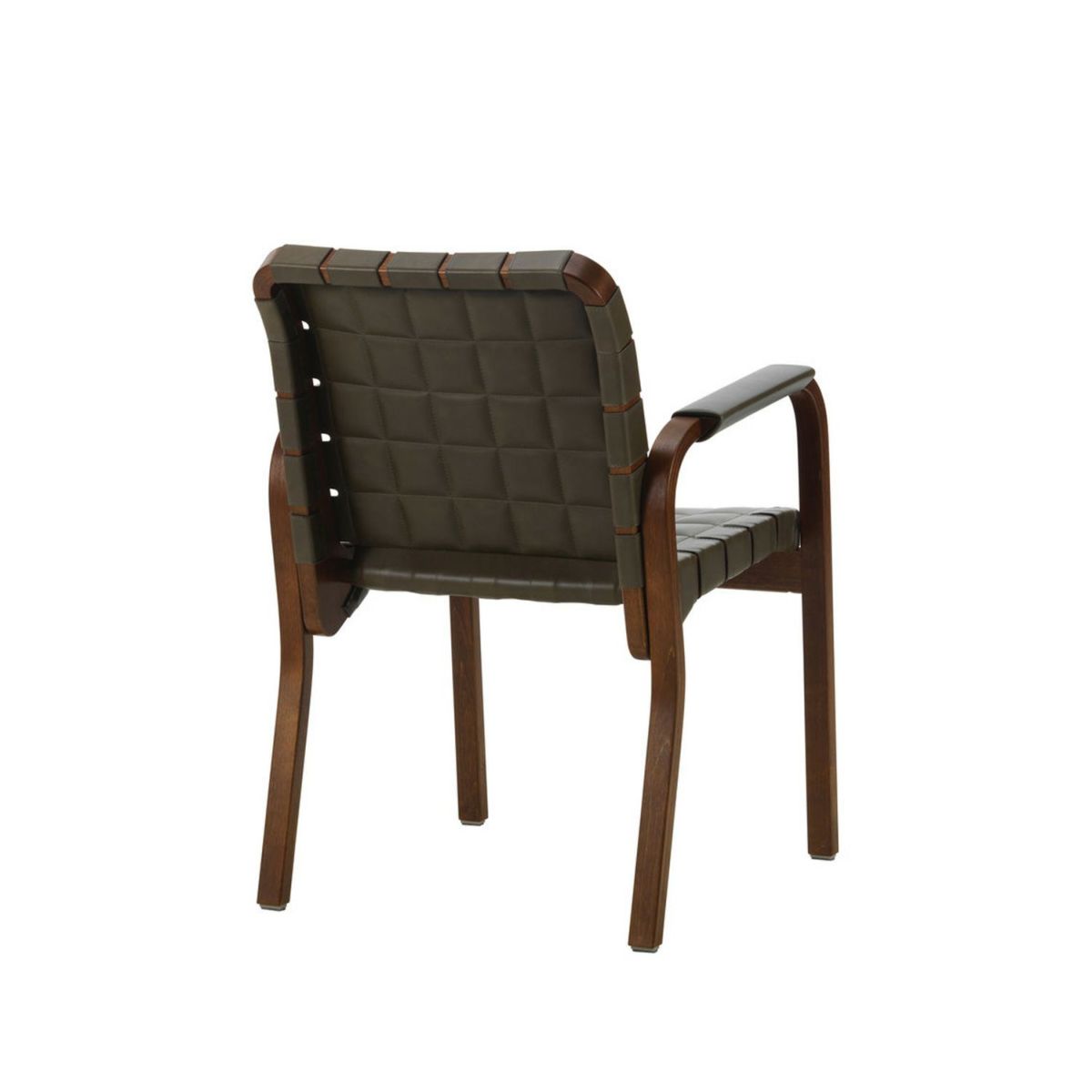 Artek アルテック 45 Armchair 45 アームチェア ラウンジチェア ウォルナットステイン キルティングレザー エンヴィレザー：オリーブ アームレスト：レザーカバー デザイン：アルヴァ・アアルト