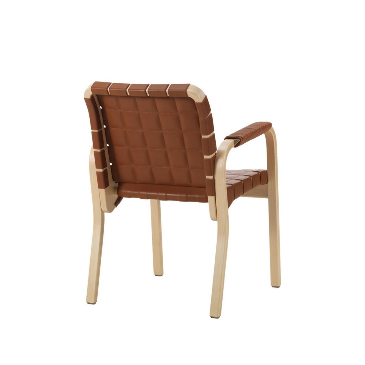 Artek アルテック 45 Armchair 45 アームチェア ラウンジチェア バーチ ナチュラルラッカー キルティングレザー エレガンスレザー アームレスト：レザーチューブ巻き デザイン：アルヴァ・アアルト