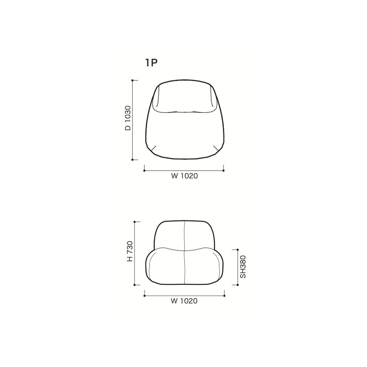 ligne roset リーン・ロゼ ROSETPukka ロゼプッカ 1P ソファ 1人掛け ファブリック：Hランク デザイン：ヤブ・プッシェルベルグ