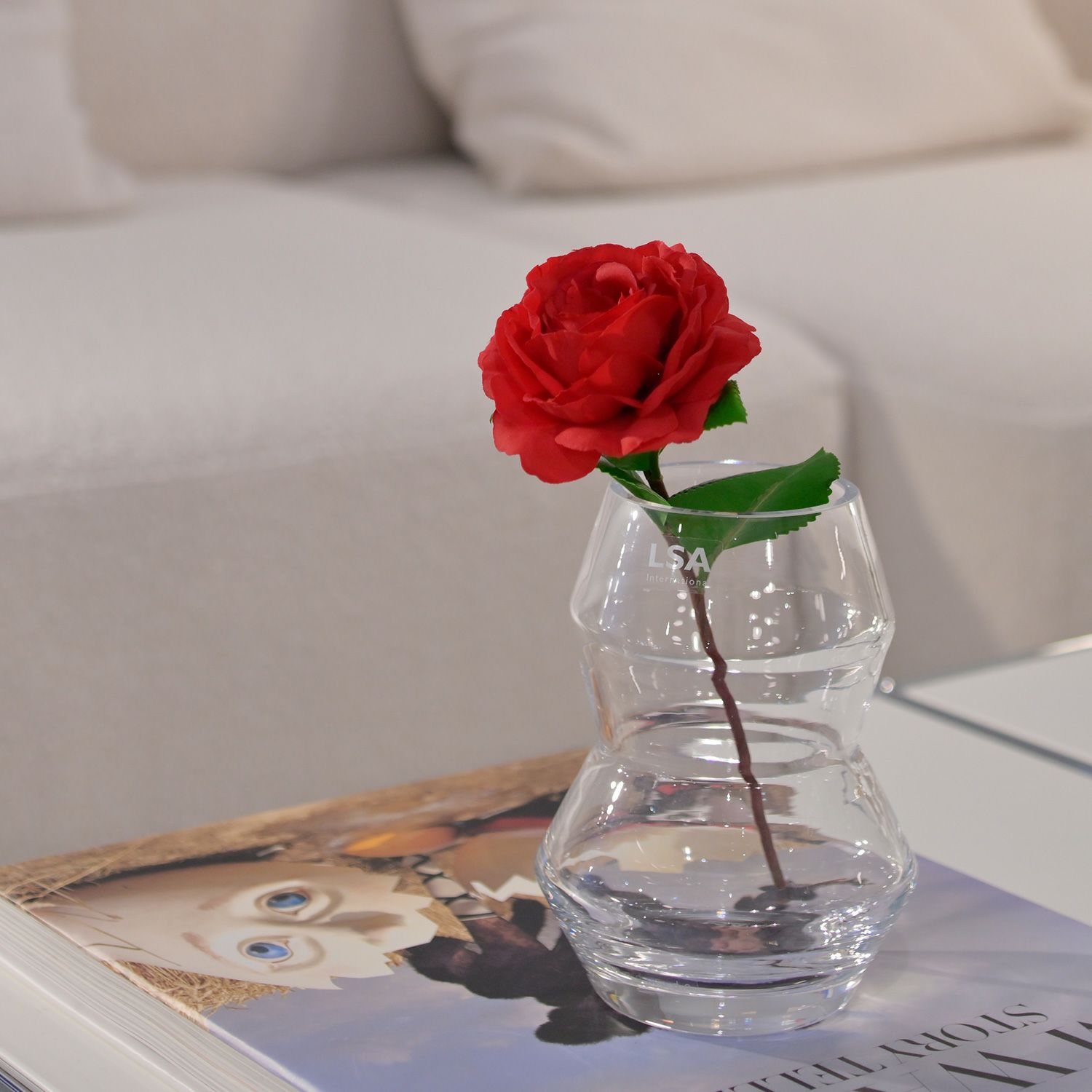 LSA International Sculpt スカルプト Vase フラワーベース サイズ：H16cm ハンドメイド クリア ガラス キャンドルホルダー 花器