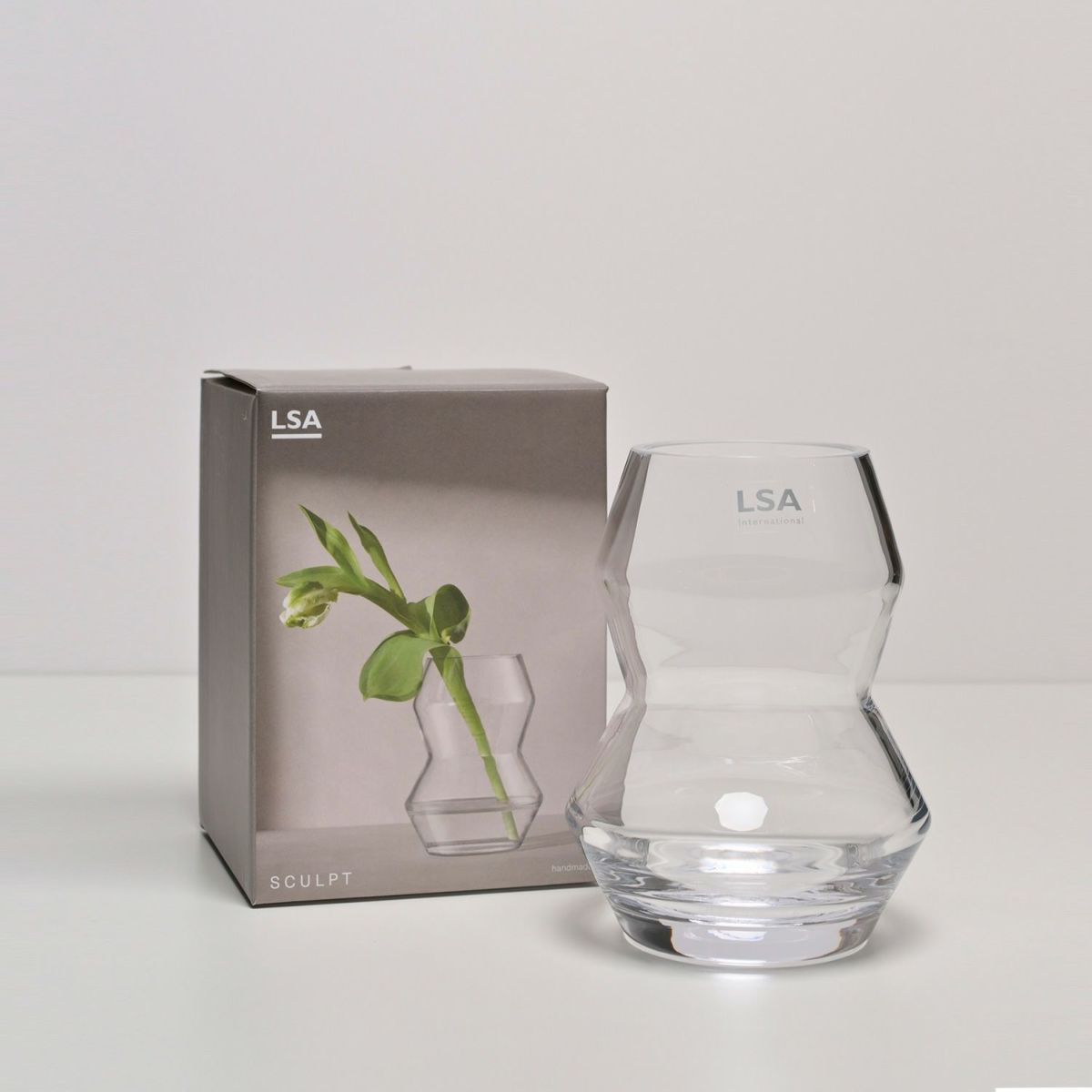 LSA International Sculpt スカルプト Vase フラワーベース サイズ：H16cm ハンドメイド クリア ガラス キャンドルホルダー 花器