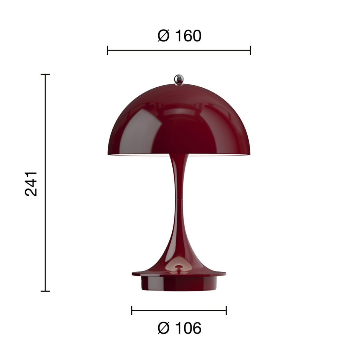 Louis Poulsen ルイスポールセン Panthella 160 Portable パンテラ 160 ポータブル （V3） テーブルランプ カラー：オペーク・バーガンディ デザイン：ヴェルナー・パントン