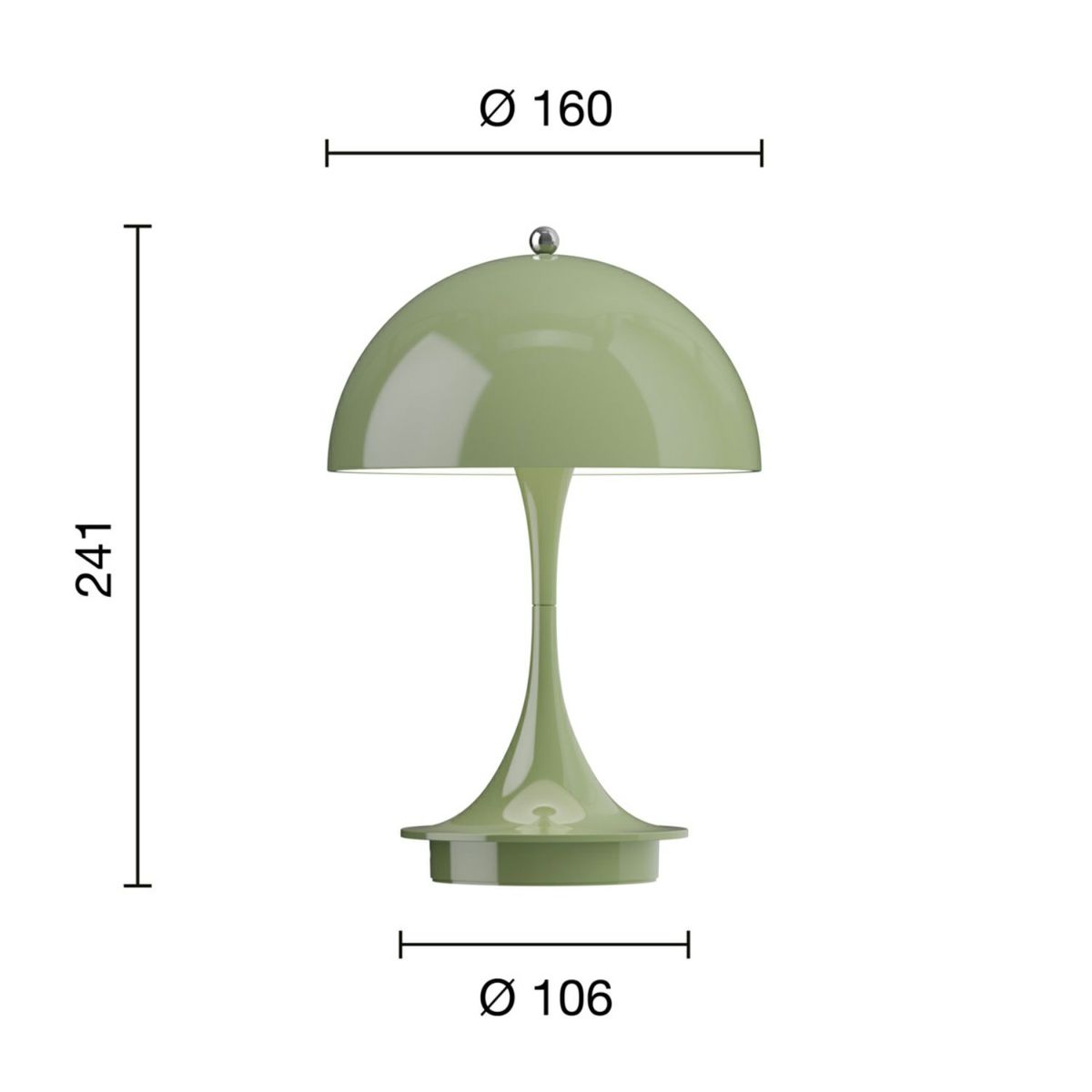 Louis Poulsen ルイスポールセン Panthella 160 Portable パンテラ 160 ポータブル （V3） テーブルランプ カラー：オペーク・モスグリーン デザイン：ヴェルナー・パントン