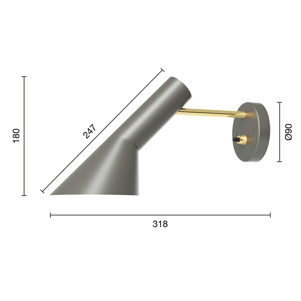 Louis Poulsen ルイスポールセン AJ Wall AJ ウォール カラー：ウォーム・グレー 真鍮ポリッシュ （無塗装） デザイン：アルネ・ヤコブセン