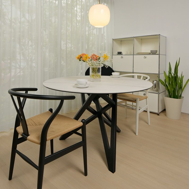 ligne roset リーン・ロゼ ROSETEnnea ロゼエンネア ダイニングテーブル サイズ：Φ120cm カラー：マーブルセラミック ホワイト ベース：2色 デザイン：ヴァンサン・トルジュマン