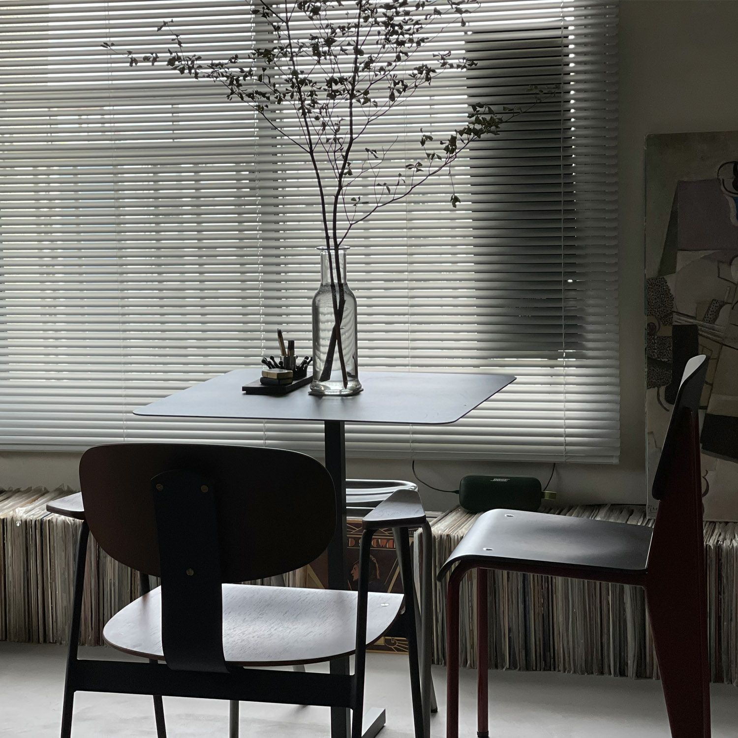 DUENDE デュエンデ SOLID STEEL DINER TABLE SQUARE ソリッドスチールダイナーテーブル スクエア DU331 カラー：ダークグレー デザイン：PERMANENT31