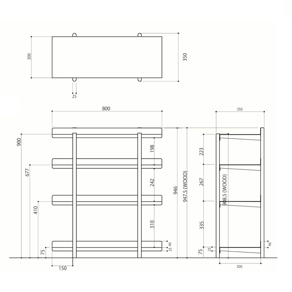 DUENDE デュエンデ MARGE SHELF 4 OIL FINISH マージ シェルフ オイルステインフィニッシュ DU0329 カラー：2パターン デザイン：芦沢 啓治