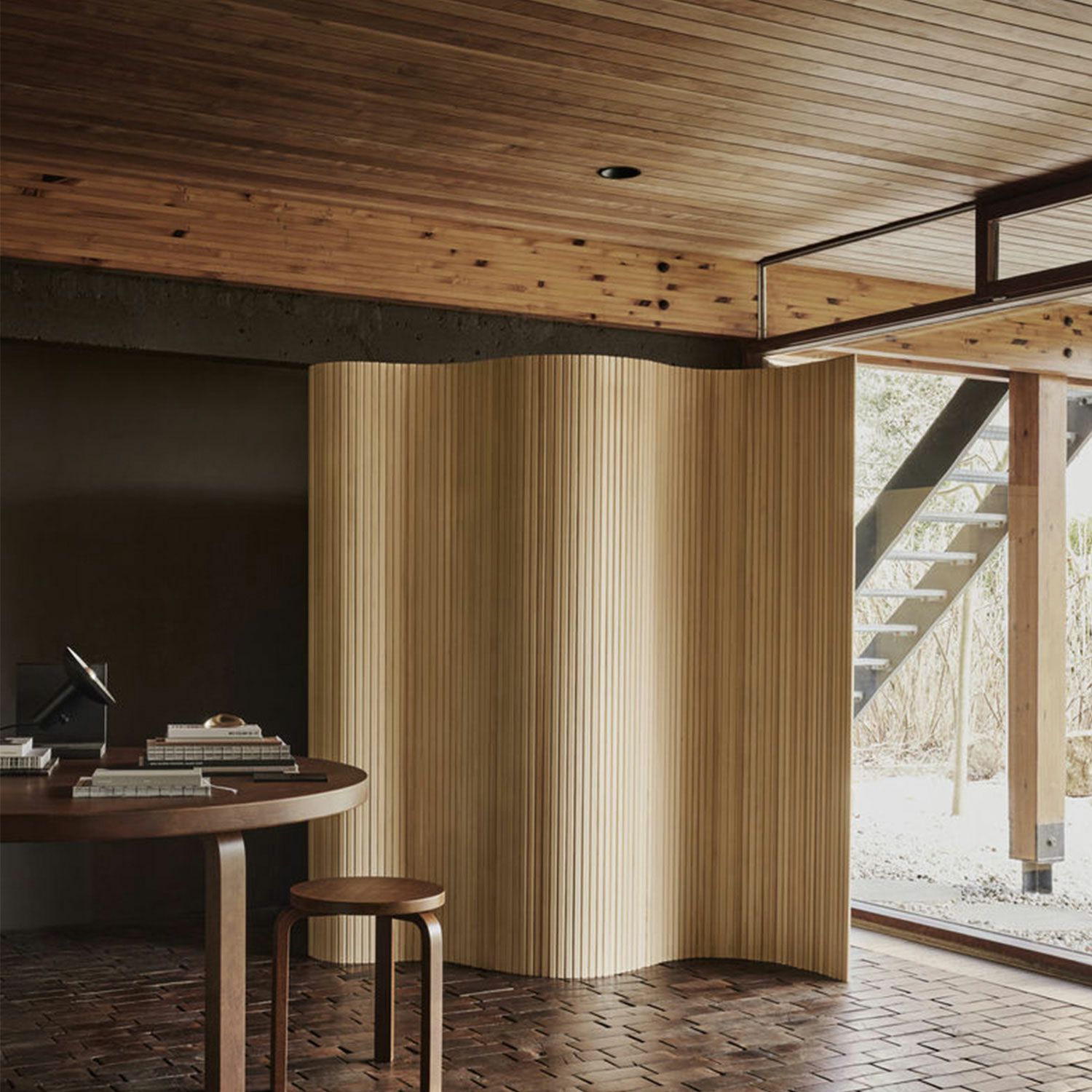 Artek アルテック 100 SCREEN スクリーン パーティション Size D W200cm × H100cm クリアラッカー仕上げ デザイン：アルヴァ・アアルト