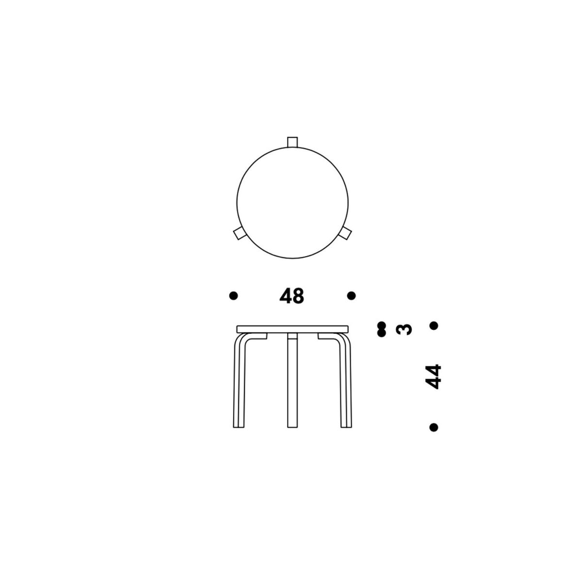 Artek アルテック ＋ marimekko マリメッコ シリーズ Anniversary Esitions TABLE 90D テーブル 90D サイズ：Φ48×44cm 厚み 3cm 3本脚 Seireeni セイレーニ デザイン：アルヴァ・アアルト