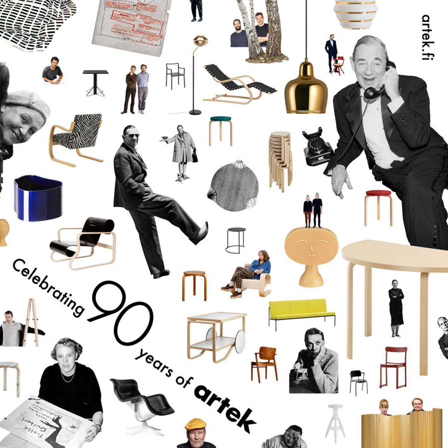 Artek アルテック ＋ marimekko マリメッコ シリーズ Anniversary Esitions BENCH 153B ベンチ 153B ソリッドトップ サイズ：72.5×40cm バーチ材 Kivet キヴェット デザイン：アルヴァ・アアルト