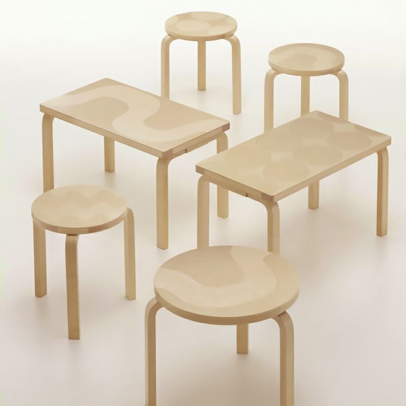 Artek アルテック ＋ marimekko マリメッコ シリーズ Anniversary Esitions BENCH 153B ベンチ 153B ソリッドトップ サイズ：72.5×40cm バーチ材 Kivet キヴェット デザイン：アルヴァ・アアルト